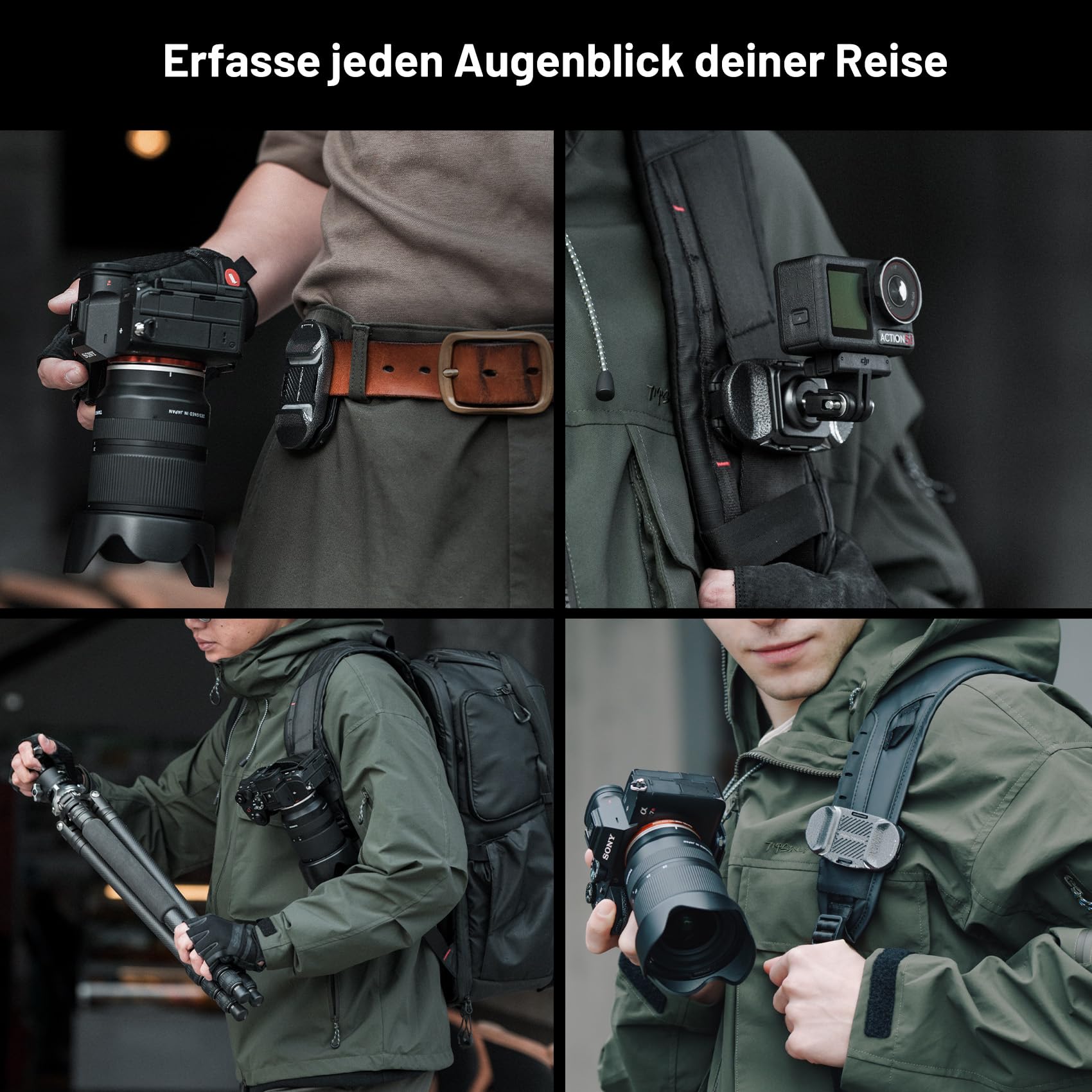 PGYTECH Beetle Kamera Clip V2 mit Platte Schnellwechselsystem für Sony, Nikon, Fuji, DSLR/SLR, Arca Schnellwechselplatte für Action-Kameras Rucksackgurthalterung