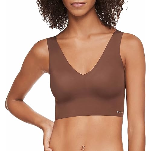 Calvin Klein Womens Invisibles Comfort Seamless Lightly Lined V Neck Bralette Bra