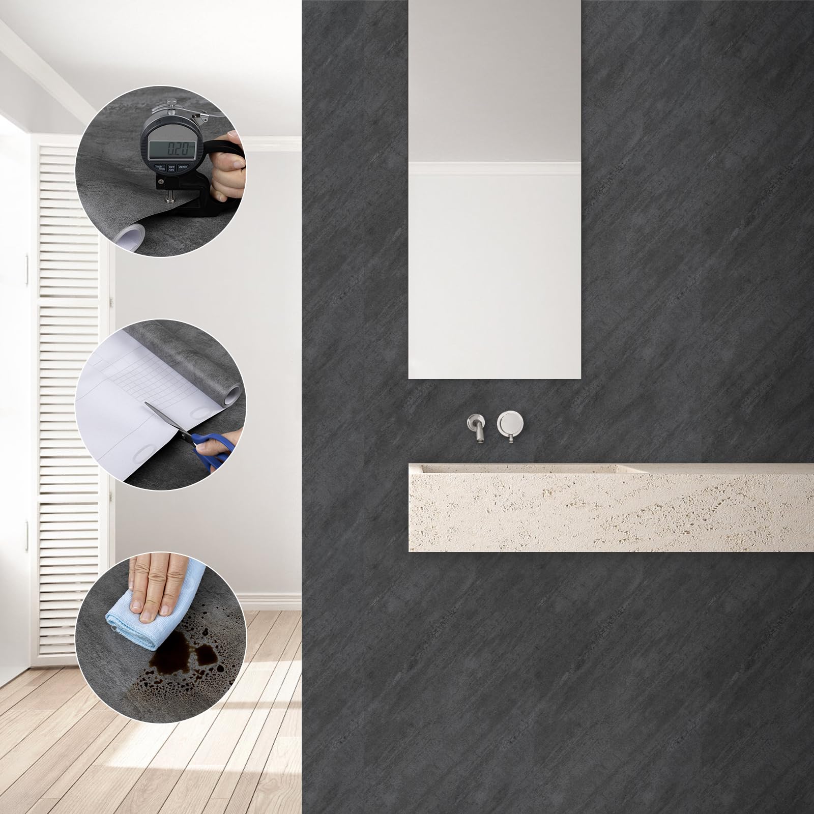 Klebefolie Möbel Grau 30x300cm - Selbstklebende Folie In Betonoptik Wasserdicht