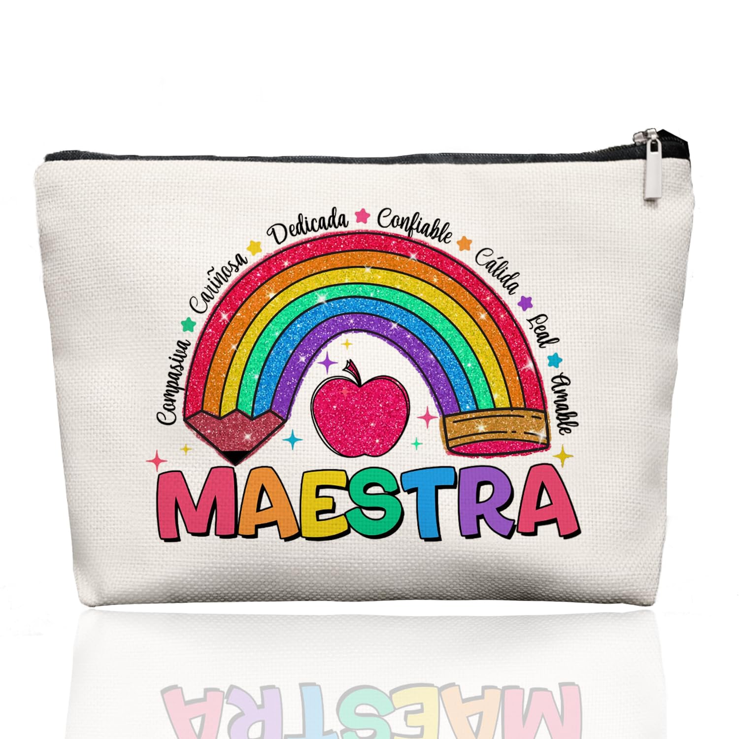 Spanish Maestra Teacher Gifts Makeup Bag - Teacher Cosmetic Bag,Maestra Spanish Appreciation Gifts for Women Girls