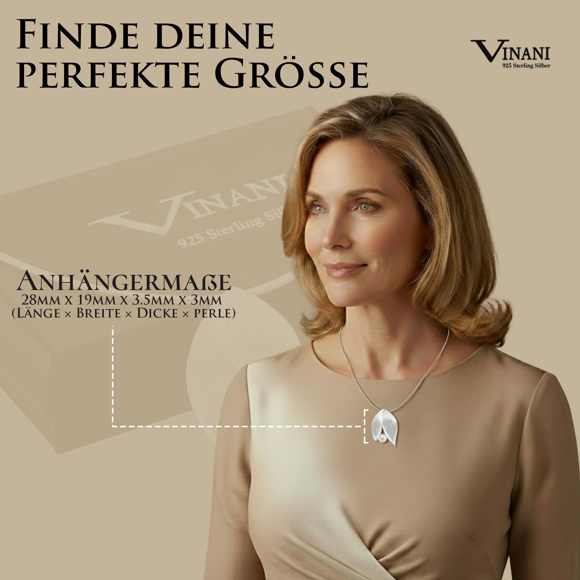 Vinani Anhänger 2 Blätter mit Süßwasserzuchtperle elegant gebürstet Sterling Silber 925 Natur Perle 2ABE-EZ