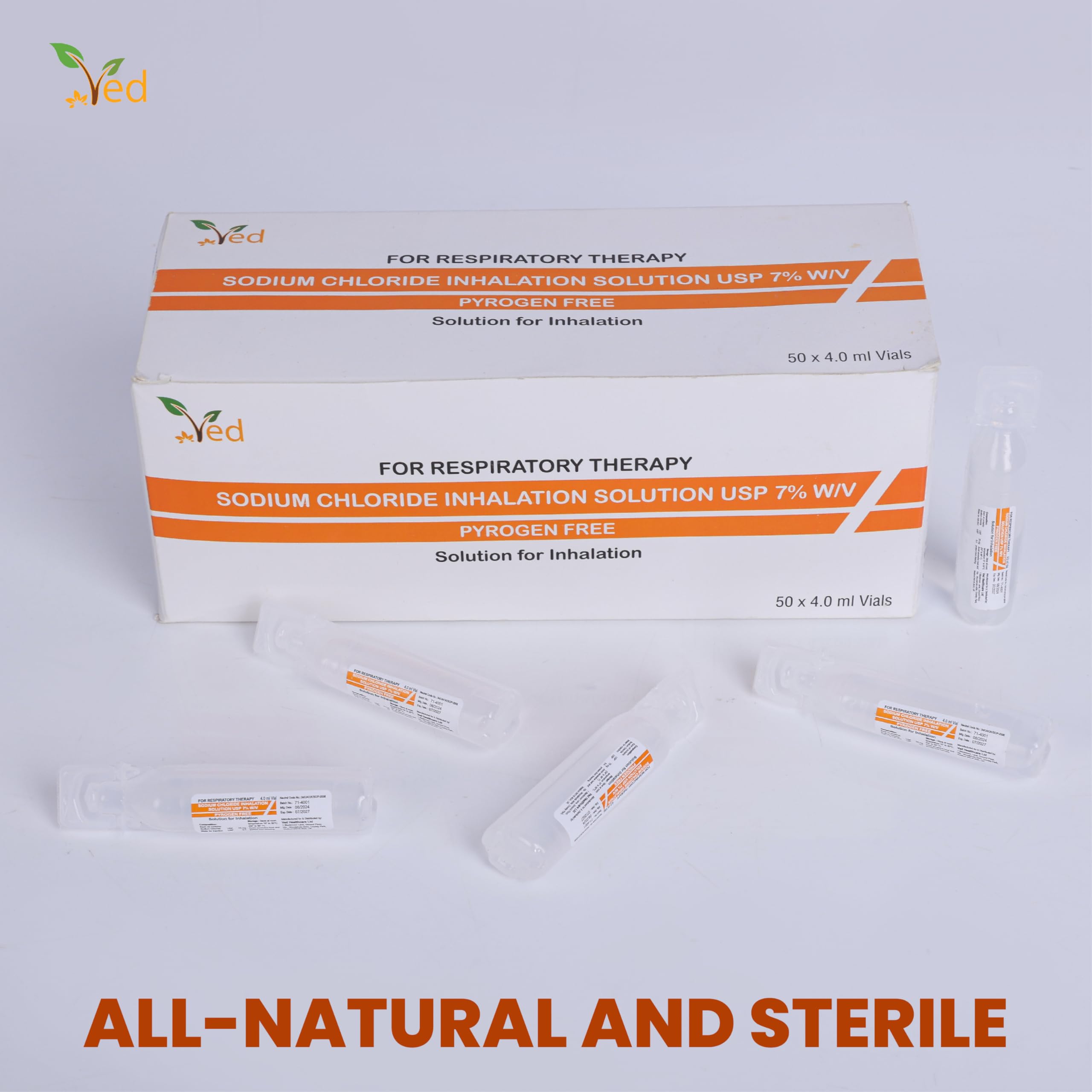 Hypertonic saline solution for inhalation VED, 7% sodium chloride (NaCl), 4.0 ml for adults and children. (7%, 50, unità)