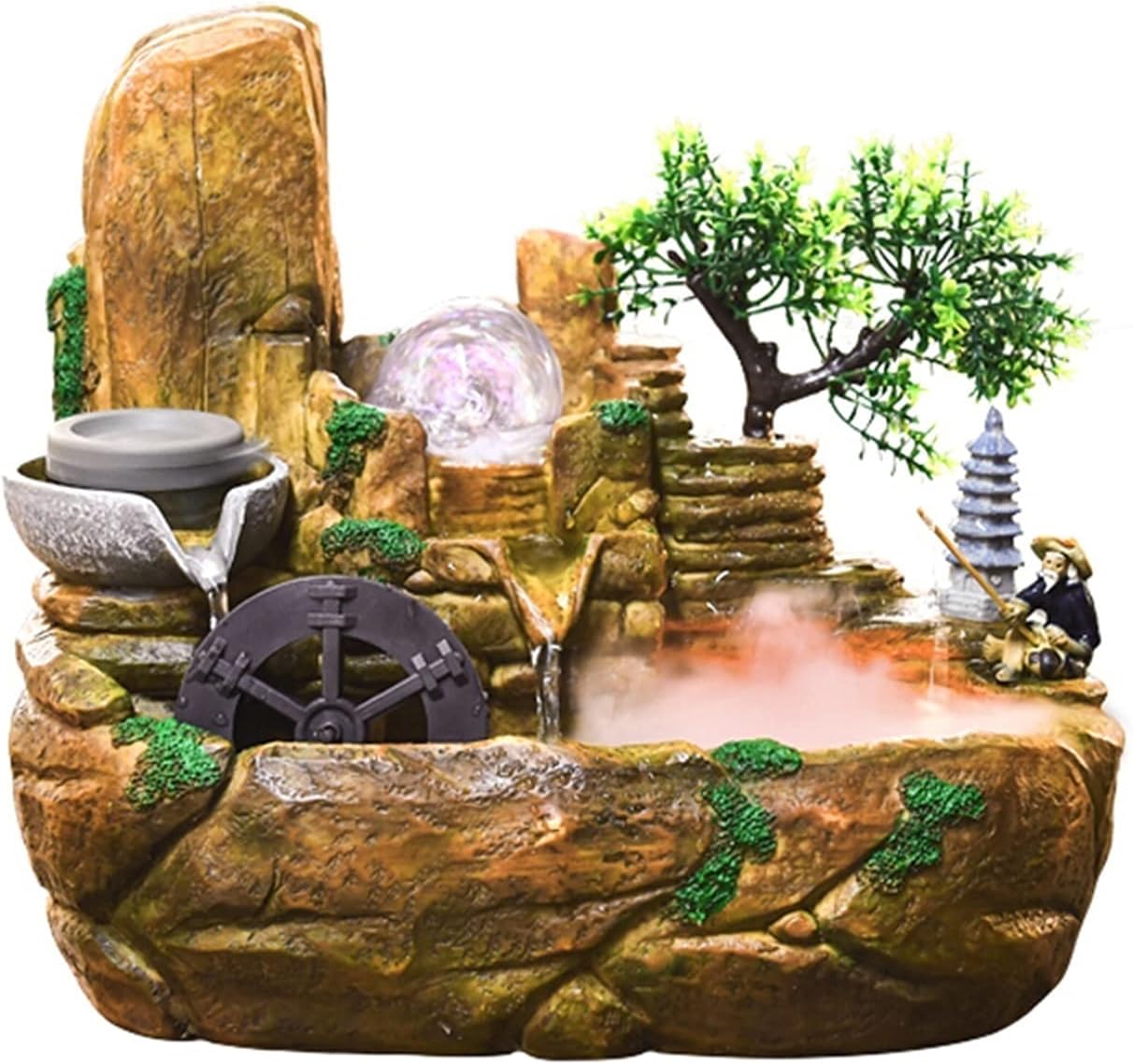 Tabletop Fountain Desktop Water Fountain - Quiet and Relaxing Water Sound Desktop Fountain Waterfall Small Rockery Humidifier for Home Office Desk Decor Desktop Fountain