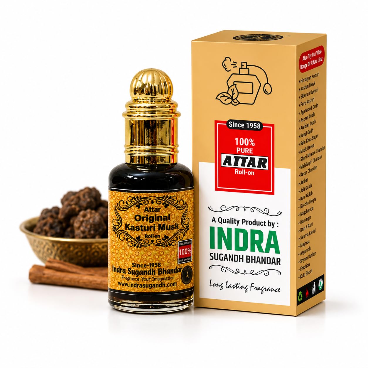 INDRA SUGANDH BHANDAR Attar For Men|Women - Pure & Original Kasturi Rich & Divine Deer Musk Long Lasting Oil Fragrance 12Ml Rollon Pack-image-33