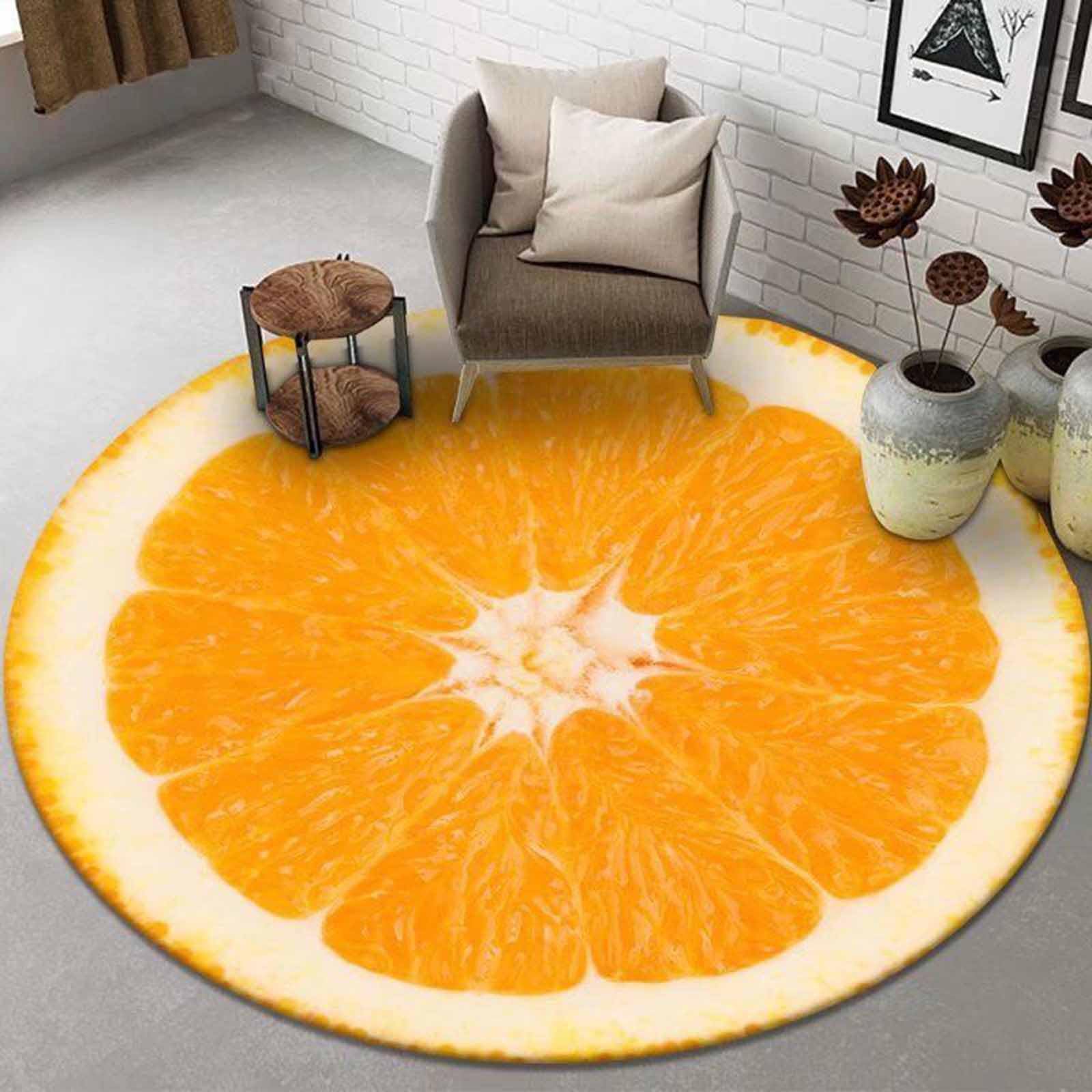 Tapis rond orange et crème pour salon et chambre | Diamètre 300cm