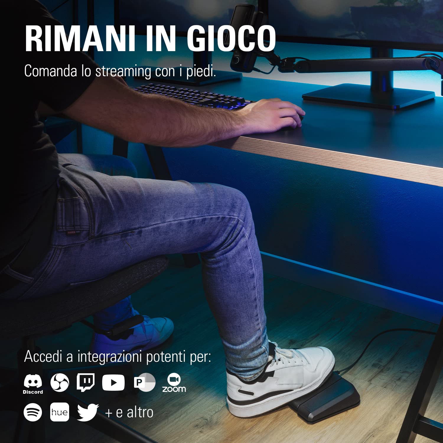 Elgato Stream Deck Pedal: controller da studio a mani libere, 3 tasti macro a pedale, attiva azioni nelle app e in software quali OBS, Twitch, YouTube e altro, adatto per Mac e PC