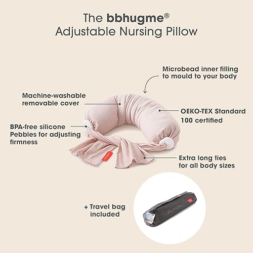 Miniatura 3 de bbhugme Almohada de lactancia ajustable - Lactancia materna, alimentación con biberón, apoyo para bebé, firmeza y ajuste ajustables, funda de