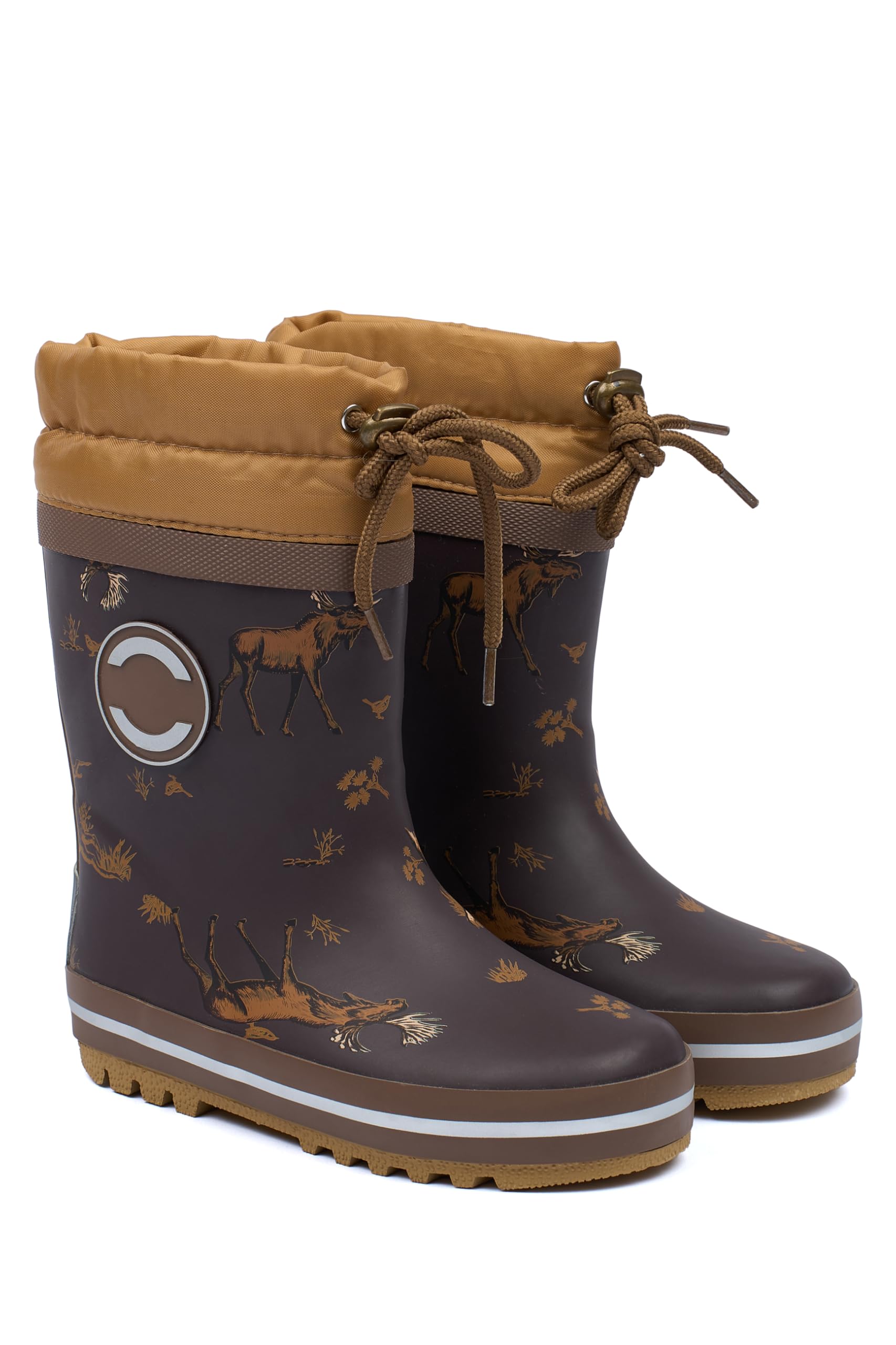 Mikk-line Bottes en caoutchouc thermique pour enfants | Bottes d'hiver pour enfants avec lacets | Bottes en caoutchouc doublées avec détails réfléchissants | Bottes de pluie pour enfants en caoutchouc