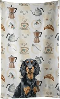Caroline's Treasures Gordon Setter Coffee Bar Kitchen Towel Velour Plush Front and Cotton Loop Back Machine Washable