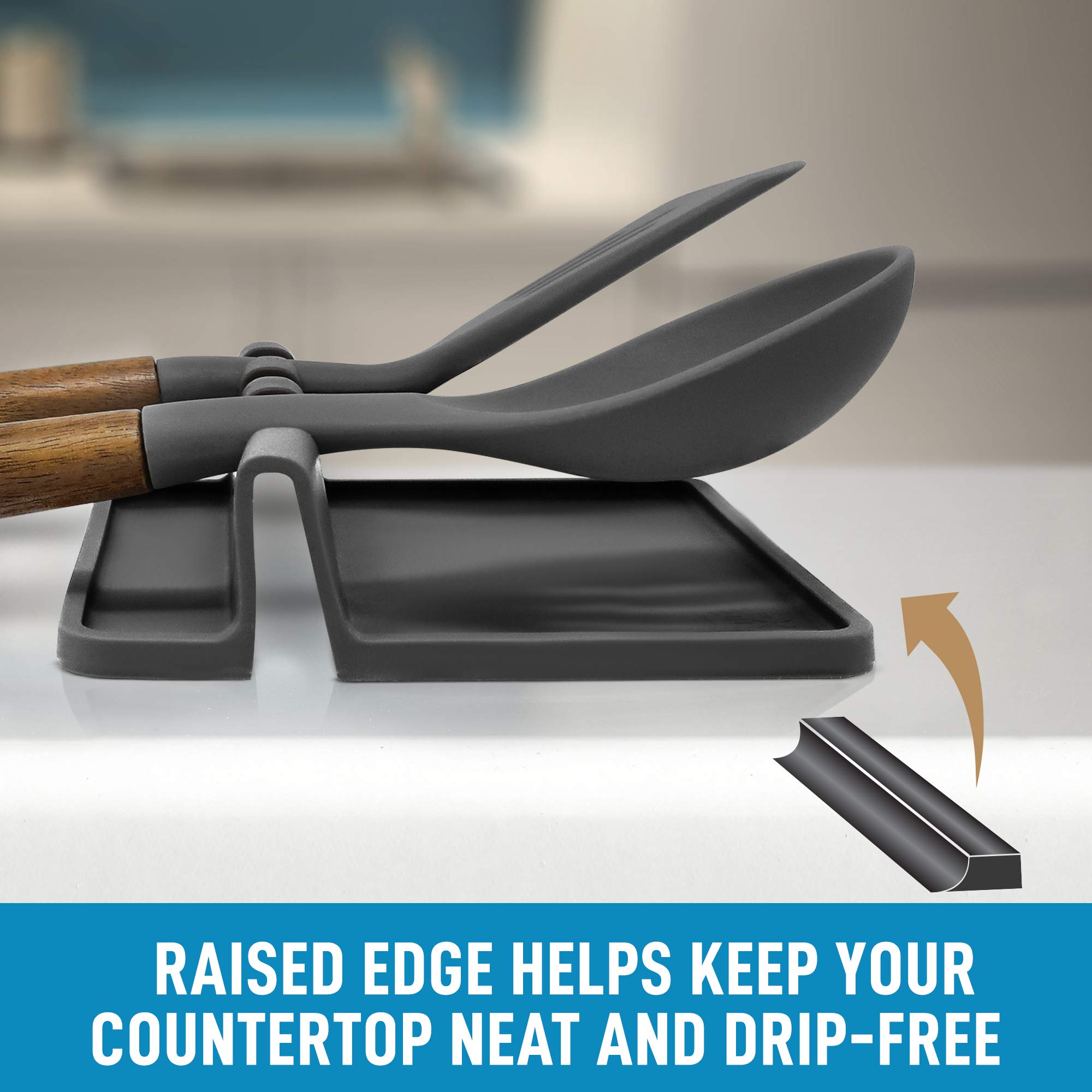 Buy Silicone Utensil Rest with Drip Pad for Multiple Utensils, Heat