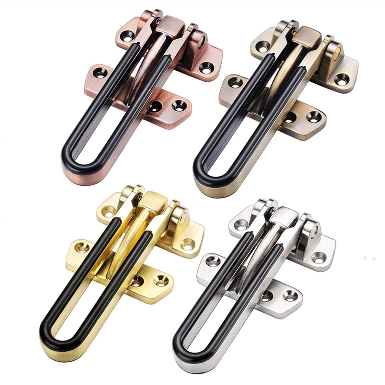 Nvsfzgiyg Brushed Silver Door Guard Zinc Alloy Hasp Latch Lock Chain Theft Clasp Window Cabinet Locks For Home Hotel 1Pcs(Brushed Silver)