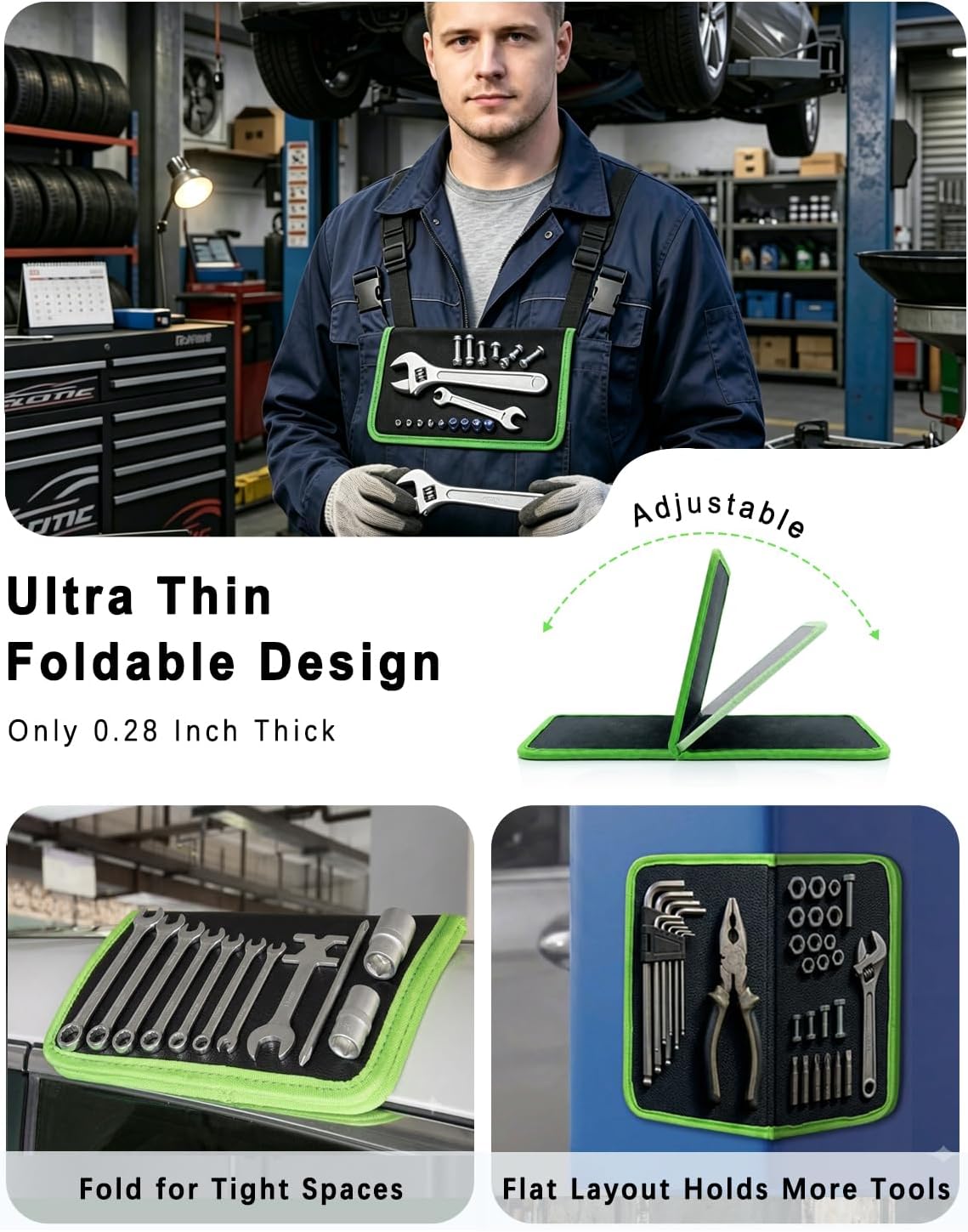 Foldable Magnetic Tool Mat, Non-Slip Flexible Magnetic Pad with PVC