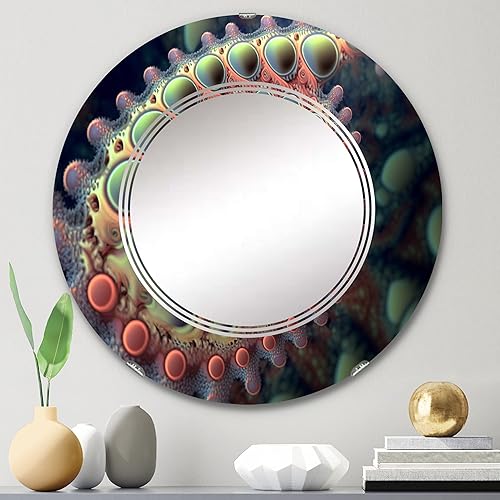 Miniatura 7 de DesignQ Pastel Fractal Spiral Universe I- Vanity Mirror, Bathroom Mirrors, Wall Mirrors for Living Room, Bedroom - Round Mirror - Large 24'x24',