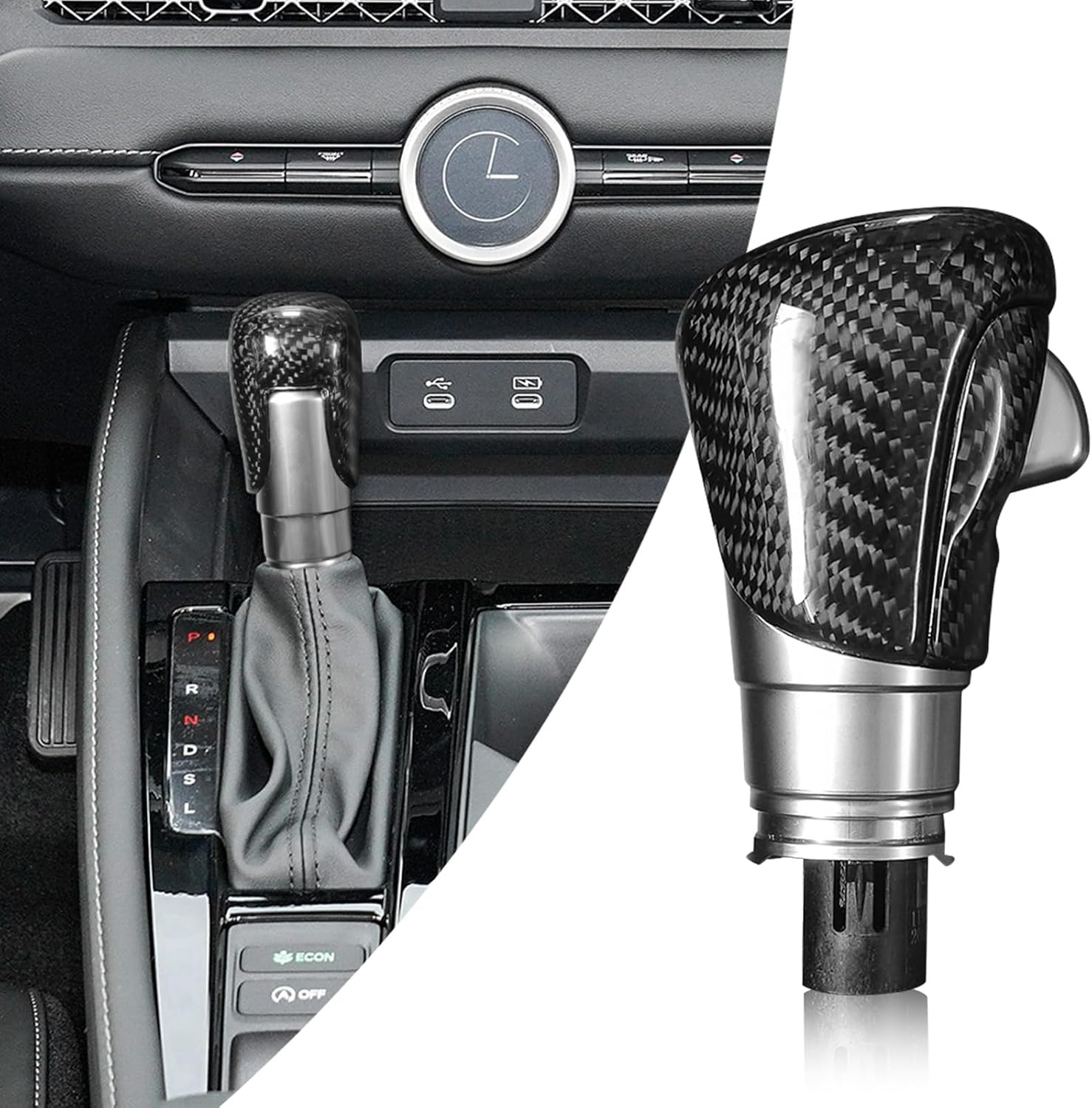 Compatible with Carbon Fiber Gear Shift Knob Head Cover Automotive Shift Lever Modified Decoration for Honda Accord 2018-2023 (Black)