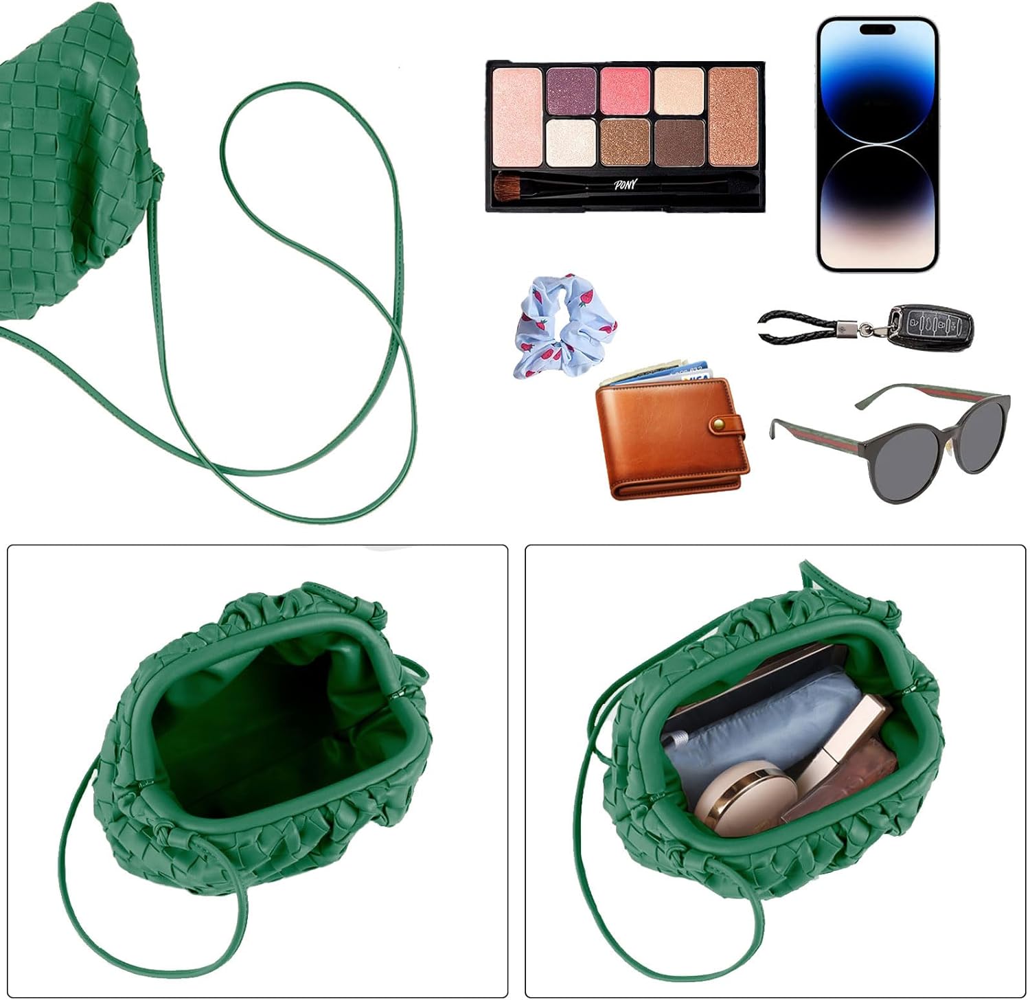 Woven Dumpling Bag for Women Clutch Purses, Cloud Crossbody Handbag Soft Shoulder Bag - Image 5