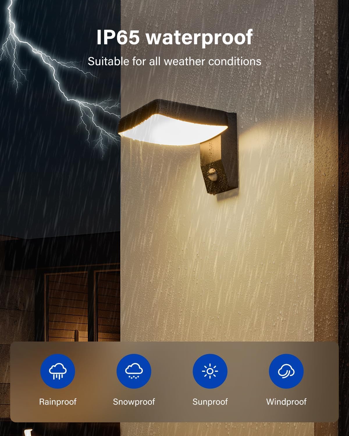 Lampa zewnętrzna 18 W z czujnikiem ruchu, wodoodporny obrotowy panel LED IP65, idealny do ganku, drzwi wejściowych, tarasu lub przedpokoju.