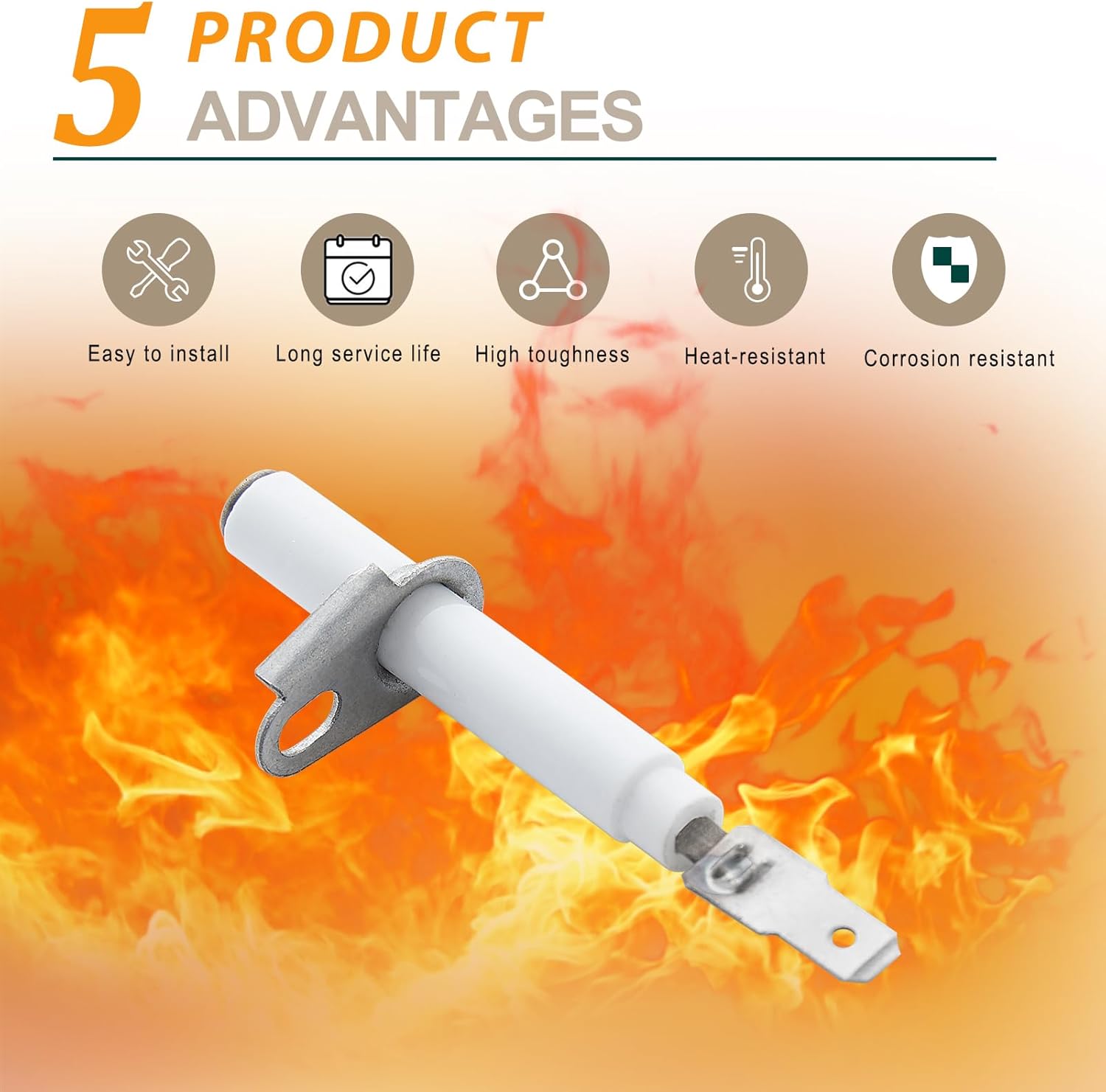 Upgraded 4 Pcs 00631633 Burner Igniter Replacement for Bosch Range Parts, 631633 Burner Electrode Igniter for Bosch Cooktop Parts Spark Electrode Range Surface Burner Igniter (White)