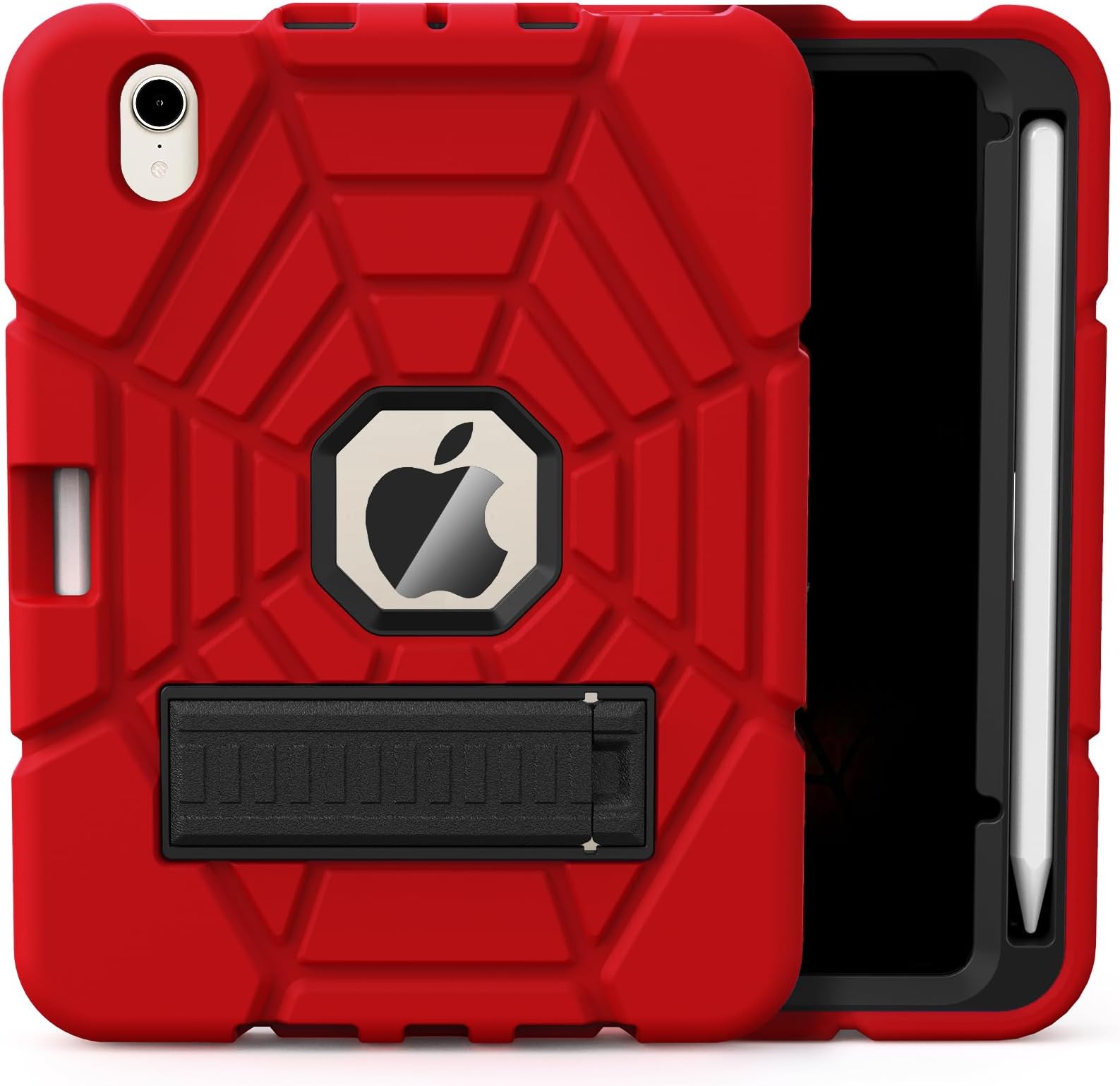 Grifobes Case for iPad mini 7th 2024 (A17 Pro) / Mini 6th Generation 2021 8.3", Heavy Duty Shockproof Cover with Pencil Holder Stand, for i Pad Mini 7/6 Gen 8.3 inch Case (Red+Black)