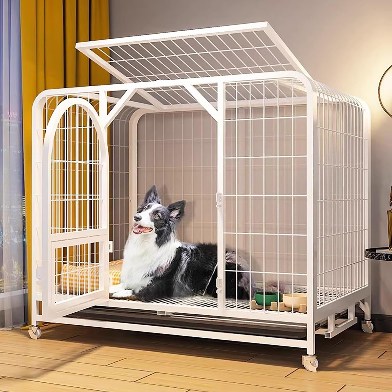 Robuste Hundebox mit Rollen und Fluchtsperre für kleine bis große Haustiere, ideal für den Innen- und Außenbereich