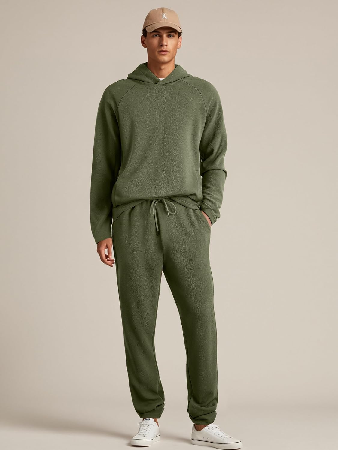 JMIERR Mens Textured Track Suits 2 Piece Set with Hoodie Sweatshirt and Sweatpants 2025 Casual Sweatsuit Set Airport Outfits - Image 9