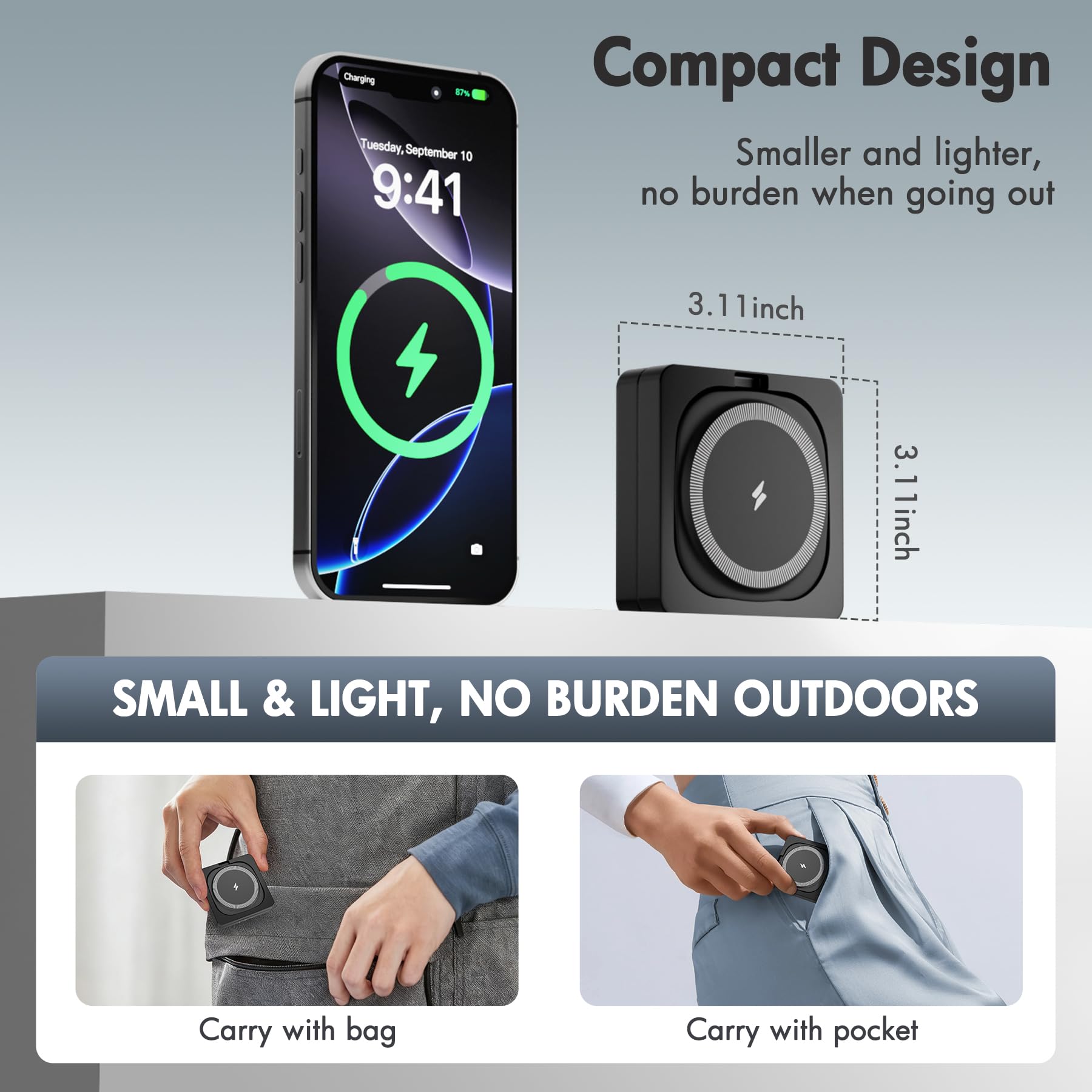 Caricabatterie magnetico wireless per iPhone: 3 in 1 per viaggi 15 W Pad di ricarica rapida pieghevole per iPhone 17 16e 16 15 14 13 12 Pro Max - per Apple Watch Ultra e AirPods Series Magnet Multiple