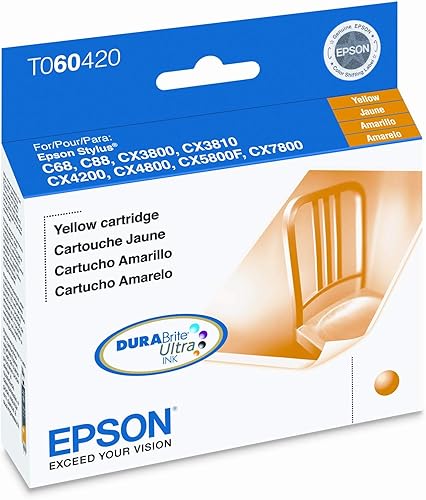 - Epson Stylus C68, C88, C88+, CX3800, CX3810, CX4200, CX4800, CX5800F, CX7800 Tinta amarilla (OEM# T060420) (750 rendimiento) disponible en Yaxa Venezuela
