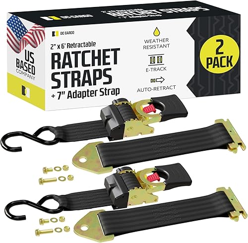 Miniatura 53 de DC Cargo Mall Correa de trinquete retráctil para barco, kit de Gunwale resistente y correas de amarre de popa y correas de alta resistencia de 2 x