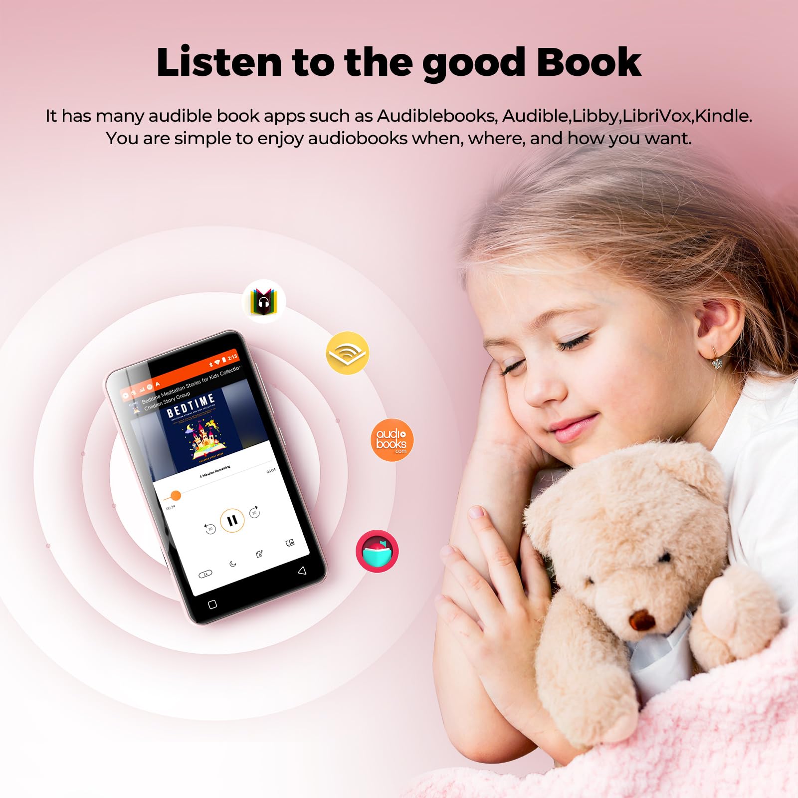 innioasis Reproductor MP4 de 160 GB con altavoz, color rosa