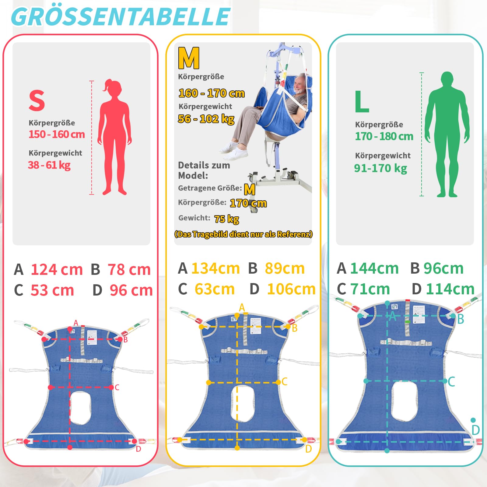 EZ Assistive Hebegurt Schlinge für Toilette,Patientenhebegurte für den Transfer ältere, bariatrische, behinderte Menschen,Tragfähigkeit 500 lbs (Blau, Große Größe)