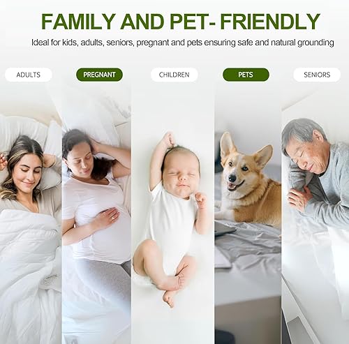 Miniatura 5 de RIQINXIN Grounding - Sábana bajera ajustable con bolsillo profundo, algodón orgánico y fibra plateada de conductividad, funda de cama para dormir