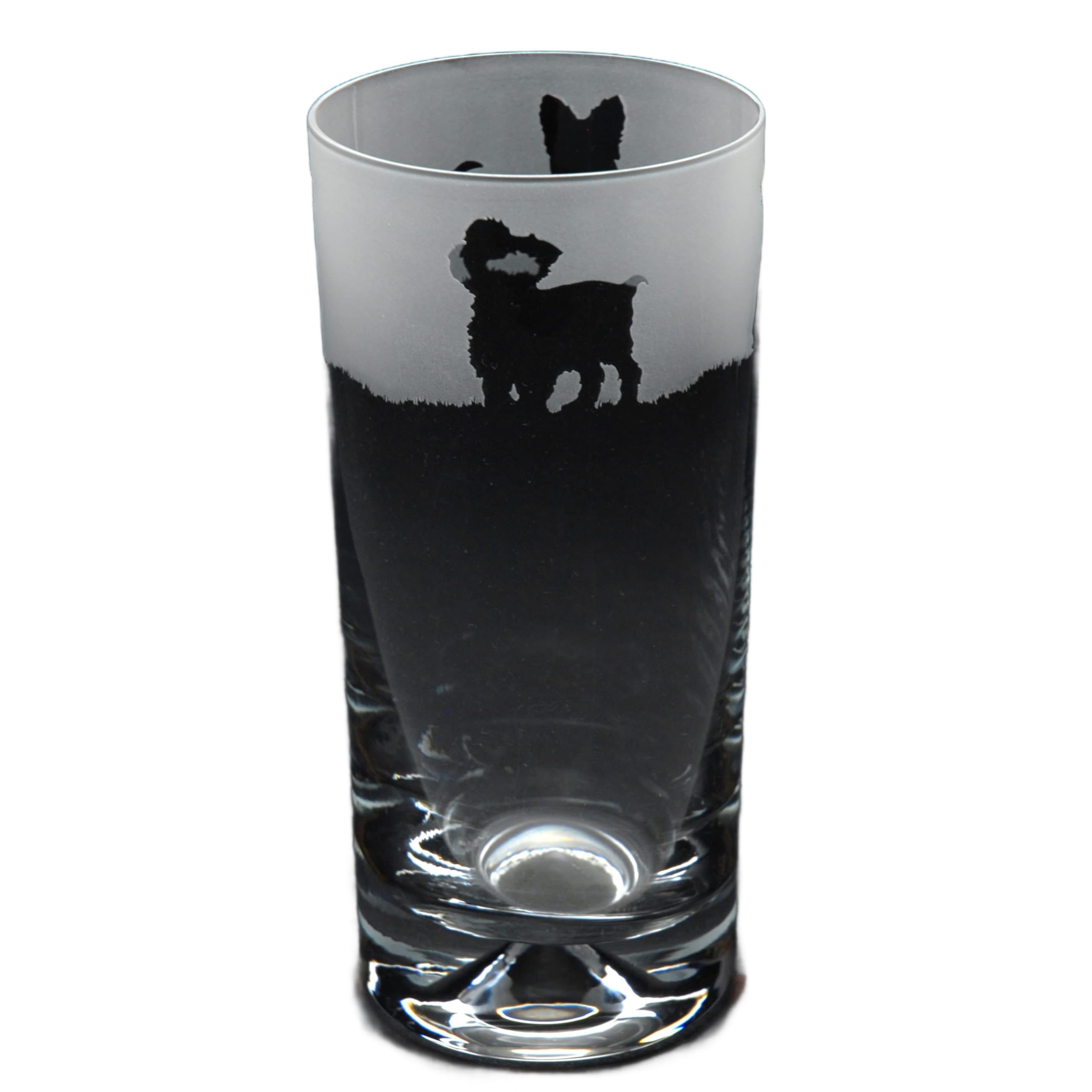 GLYPTIC Glass Art Yorkie Dog Frieze Hand Etched/Engraved Highball Glass — image 1