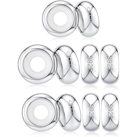 Stopper Charms 925 Sterling Silver Stopper Beads for Bracelets Round Spacer Beads f...