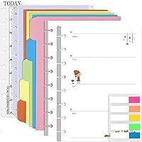 Vista 14 de Rancco Junior Cornell - Papel para cuaderno, 180 páginas, perforado para 8 anillas, insertos de papel de disco de media carta con pestañas