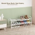 LINZINAR Raquette longue 2 Rangement Tier Shoe Organisateur Étagère de chaussures métallique large pour la chambre d'entrée du placard 18 Paris Grande Capacité, Blanc