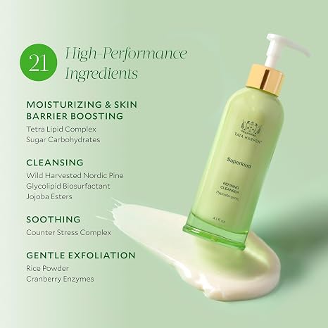 Tata Harper Superkind Refining Cleanser, Gentle Exfoliating Cleanser for Sensitive Skin, Hypoallergenic Skincare, Fragrance Free, Natural Skincare, Dermatologist Tested, Vegan