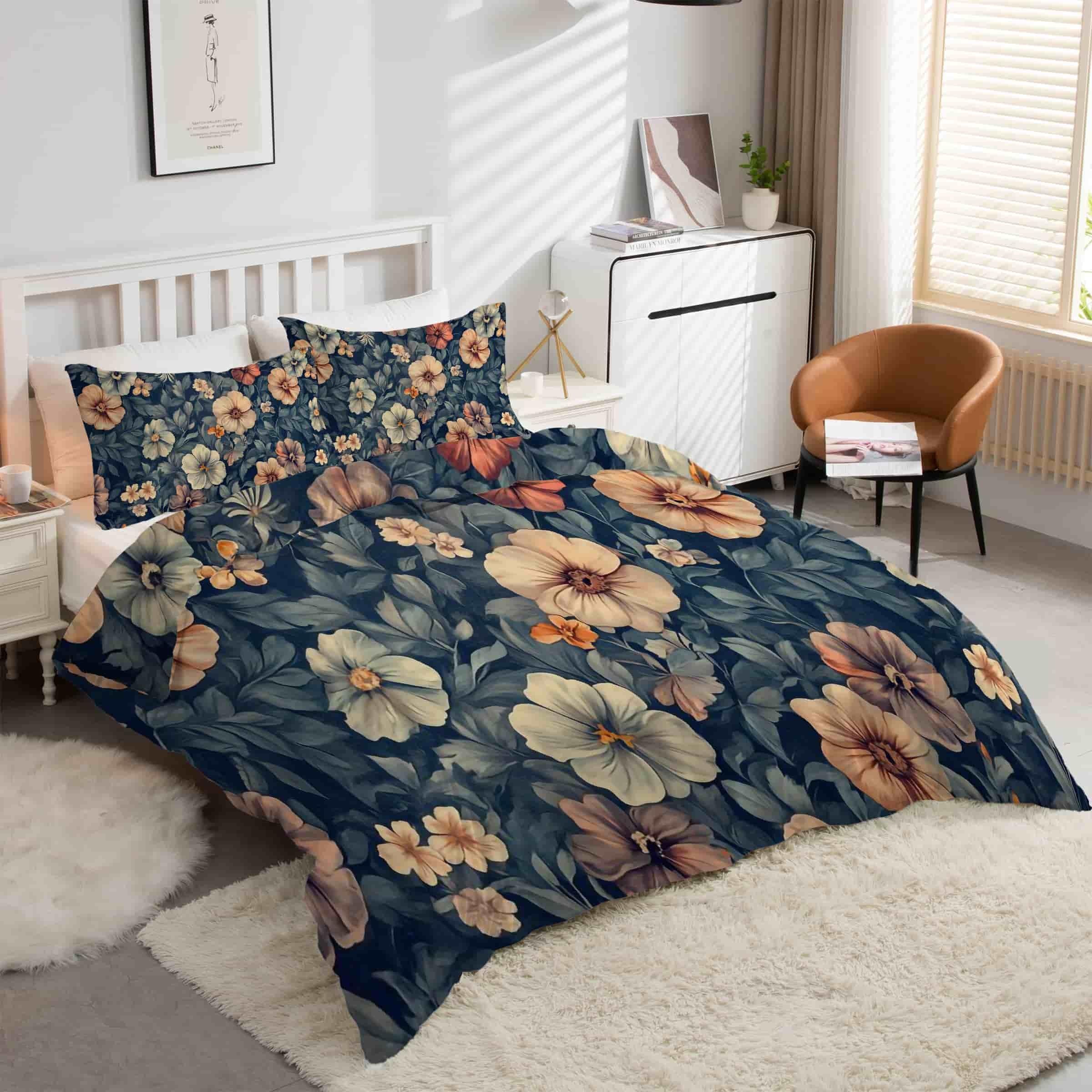 Housse de couette 200x200 avec 2 taies d'oreiller en microfibre douce et zippée