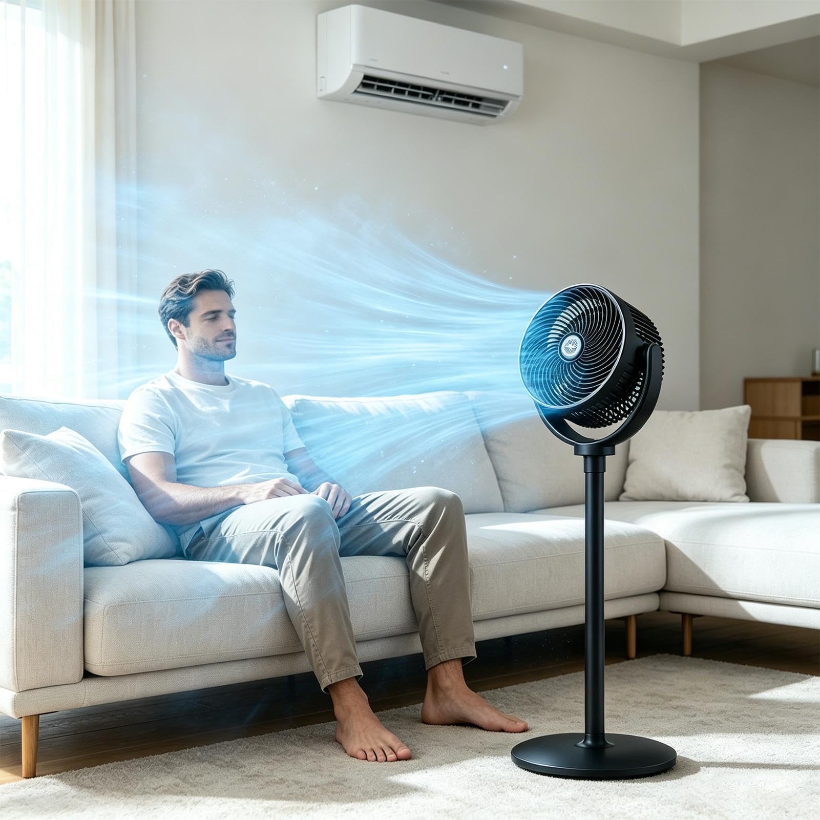 Ventilatore a Piedistallo per Camera da 5 Velocità e Altezza Regolabile | Ventilatore Circolatore d'Aria Per Proprietari di Casa, Uffici, Camere da , Appartamenti