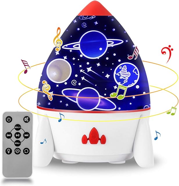 Star Night Light Projector, USB Rechargeable Baby Night Lamp Projector with Remote Control and Timer, Built-in 4 Music and 6 Projector Films, 7 Lighting Modes Gifts for Kids Adults Party Decoration