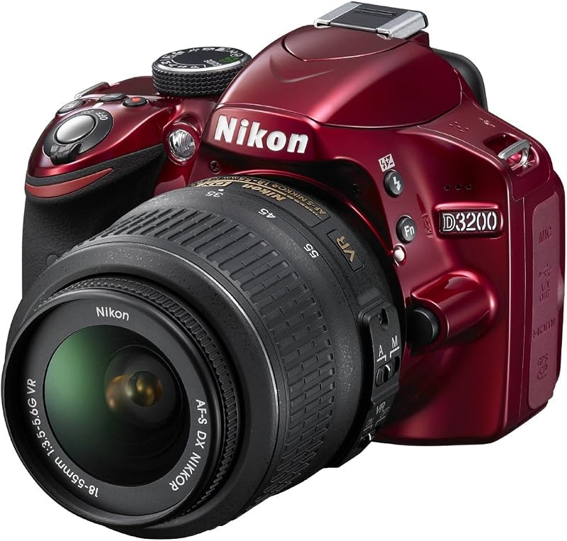 D3200 24.2 MP CMOS Digital SLR with 18-55mm f/3.5-5.6 AF-S DX VR NIKKOR Zoom Lens (Red)