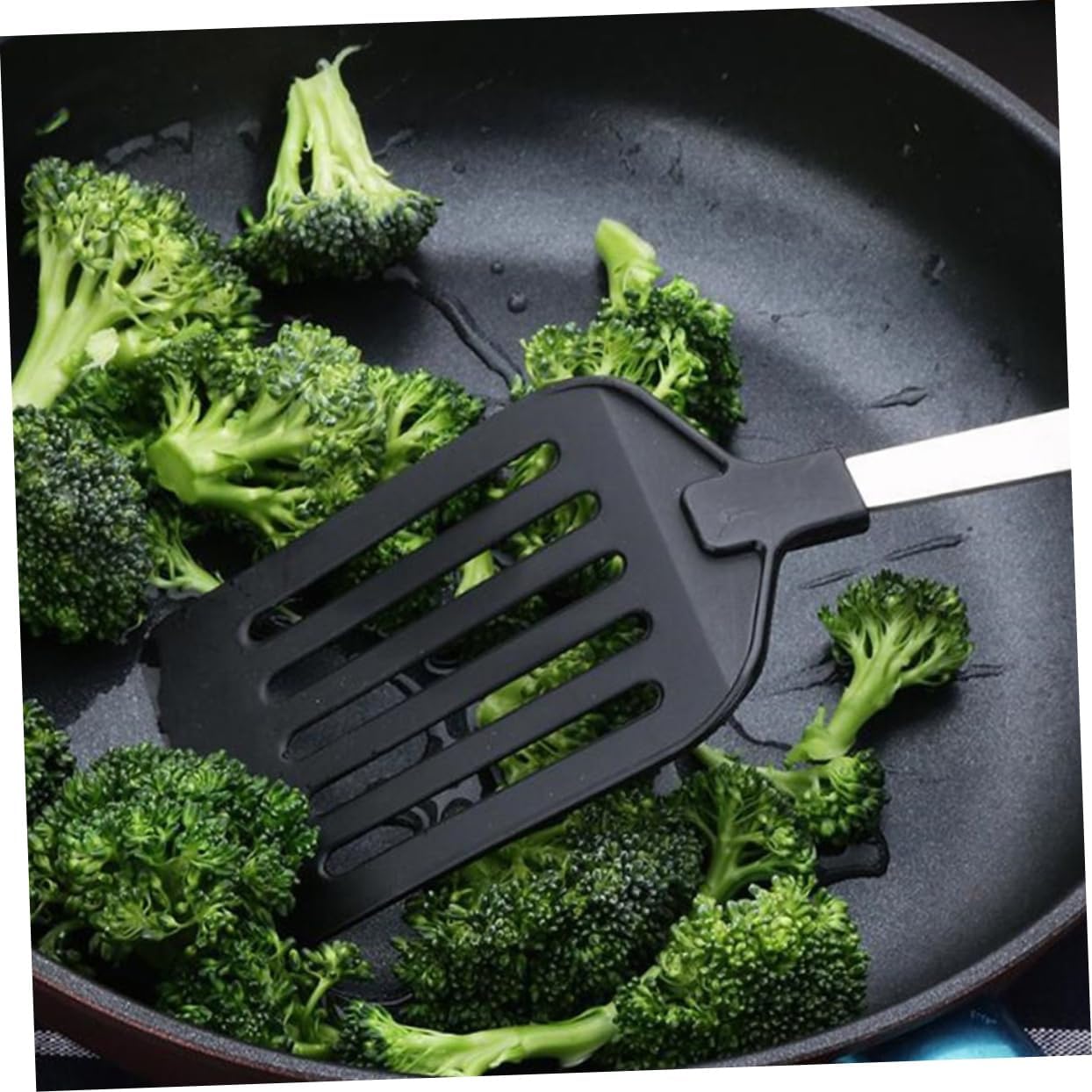2pcs Stainless Steel Slotted Turner Kitchen Spatulas for Nonstick Cookware for Home Cooking and Grilling