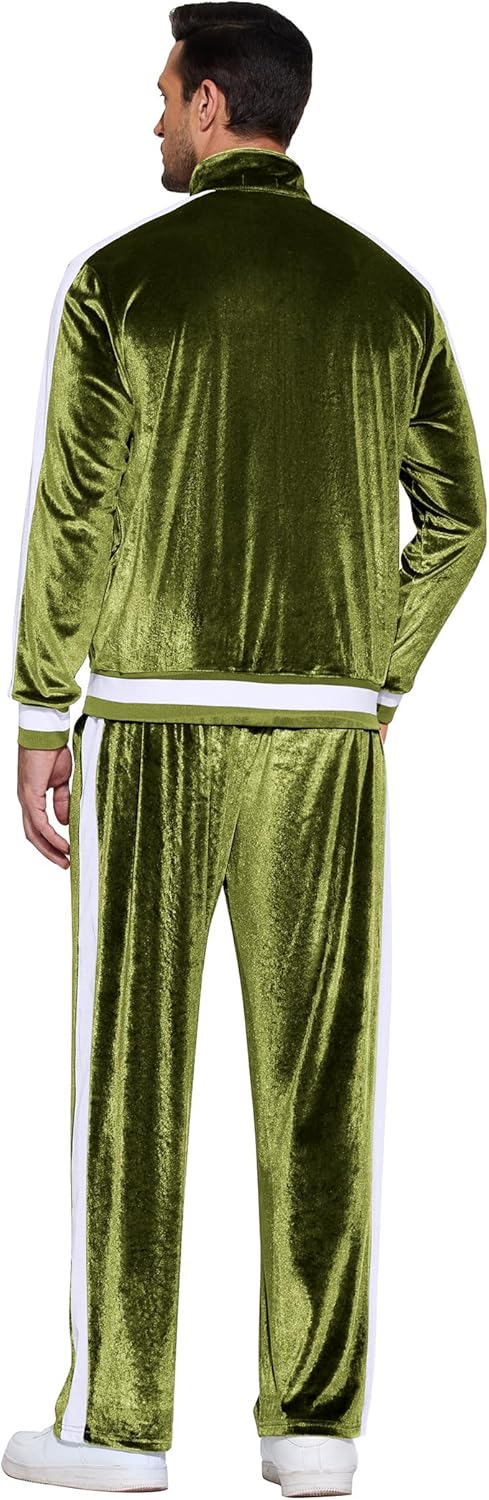 COOFANDY Mens Tracksuit 2 Piece Set Velour Sweatsuit Jogging Suits Full Zip Jacket Pants Outfits - Image 4