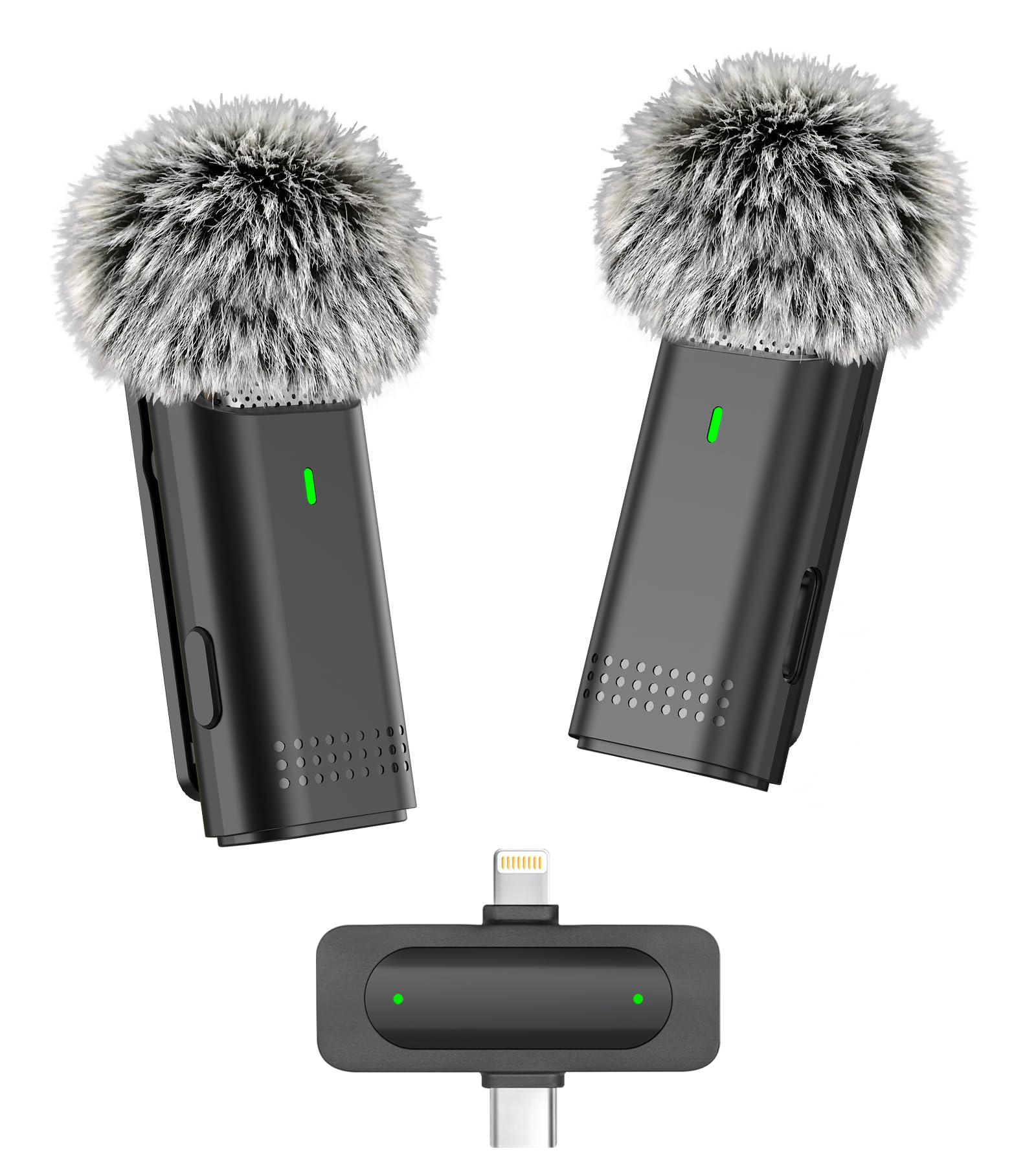 NPTCL Wireless Lavalier Microphone for iPhone and Android, 2-Pack Mini Lapel Mic, Noise Cancelling, 6-Hour Battery Per Mic for Vlog, Live Streaming, Podcast Recording, Content Creation