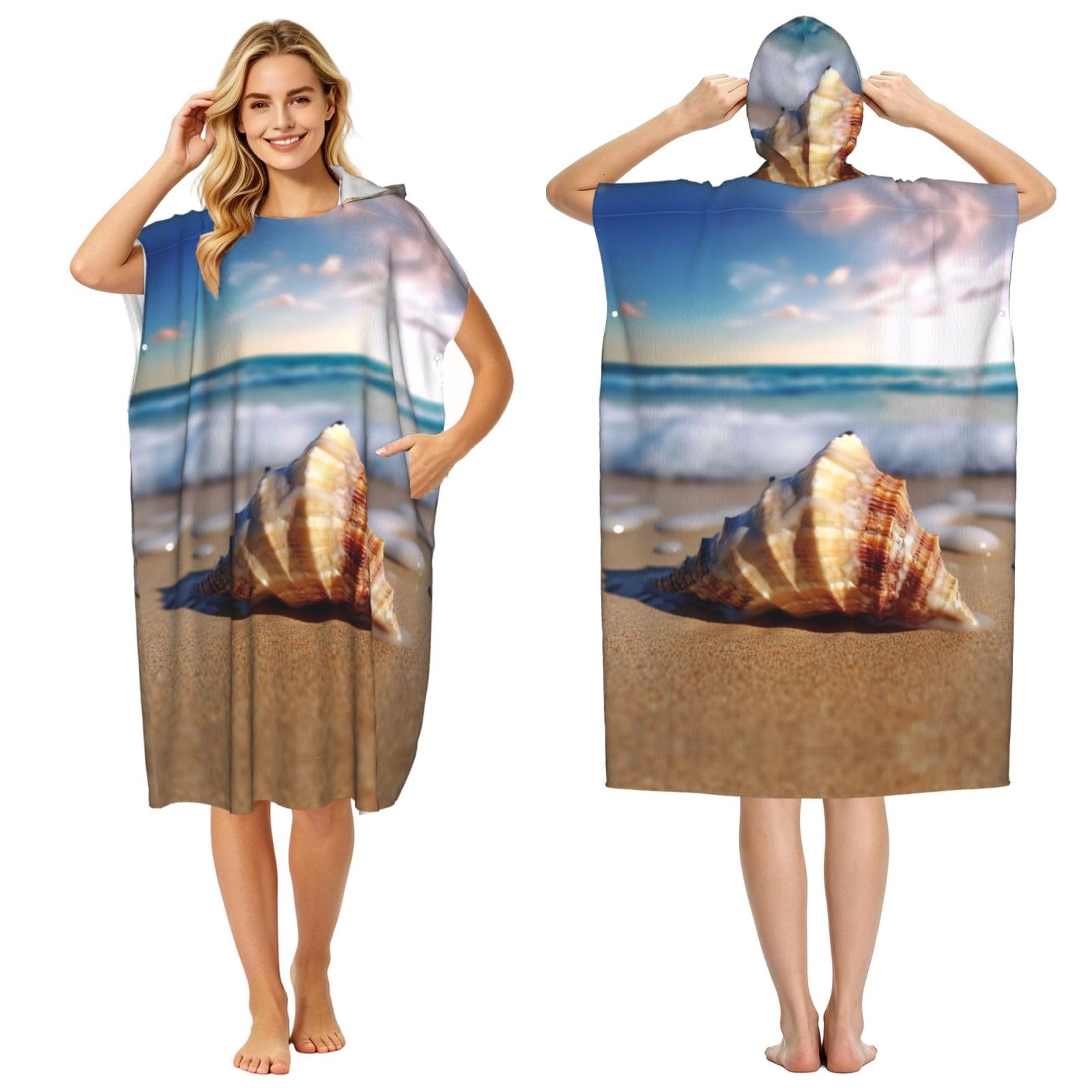 Poncho microfibre vagues de mer adulte léger pour éviter le froid après le surf et le bain