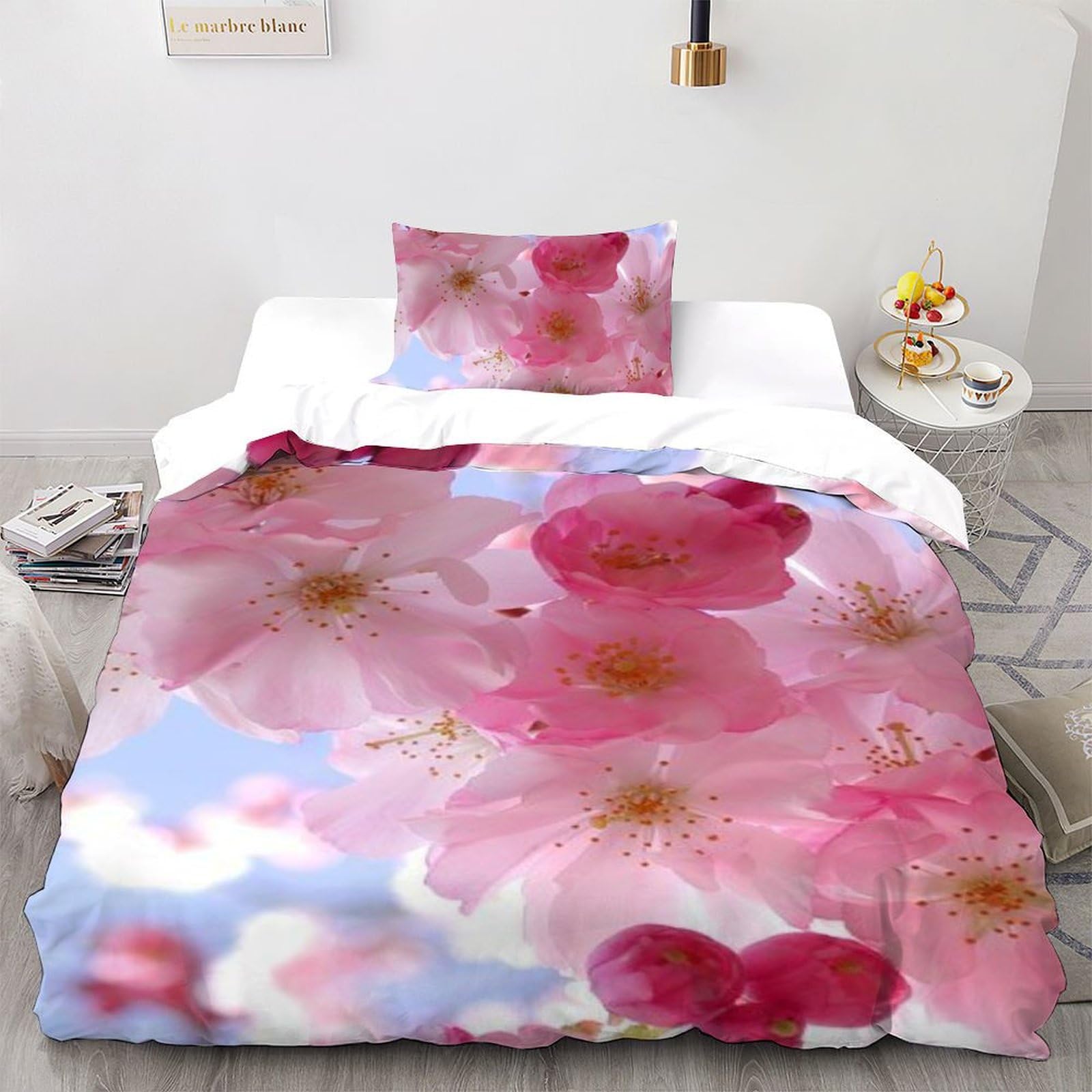 Linge de lit premium fleurs en microfibre 3D haute densité avec zip de précision