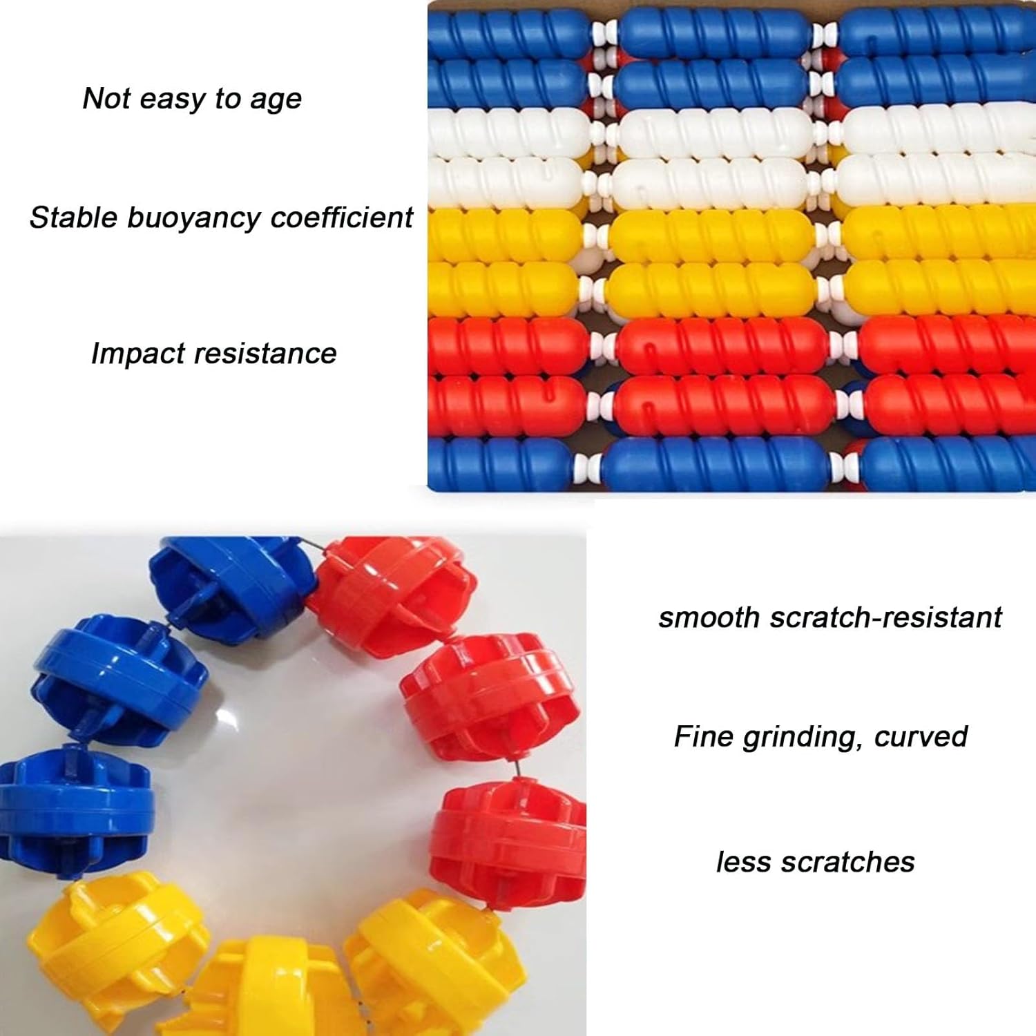 Generic Rope Floats, Swimming Pool Safety Rope Kits, Smooth Edges Strong Buoyancy Divider Rope, Spiral Marker Shoal Floating Cordon for Divide Beach Deep End