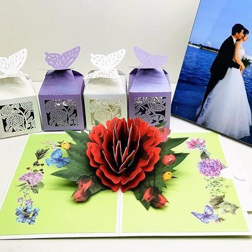 Miniatura 6 de Paquete de 5 tarjetas emergentes de flores, tarjetas de felicitación 3D, surtido para mujeres u hombres en todas las ocasiones, aniversario, día de