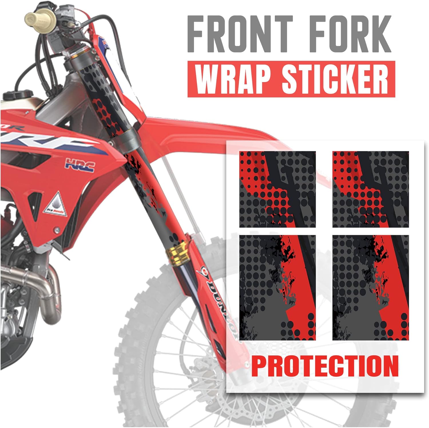 MC MOTOPARTS Front Fork Tube Wrap Vinyl Graphics Decal FK45 Compatible with MX Dirt Bike YZ250F YZ450F KLX250 WR250R