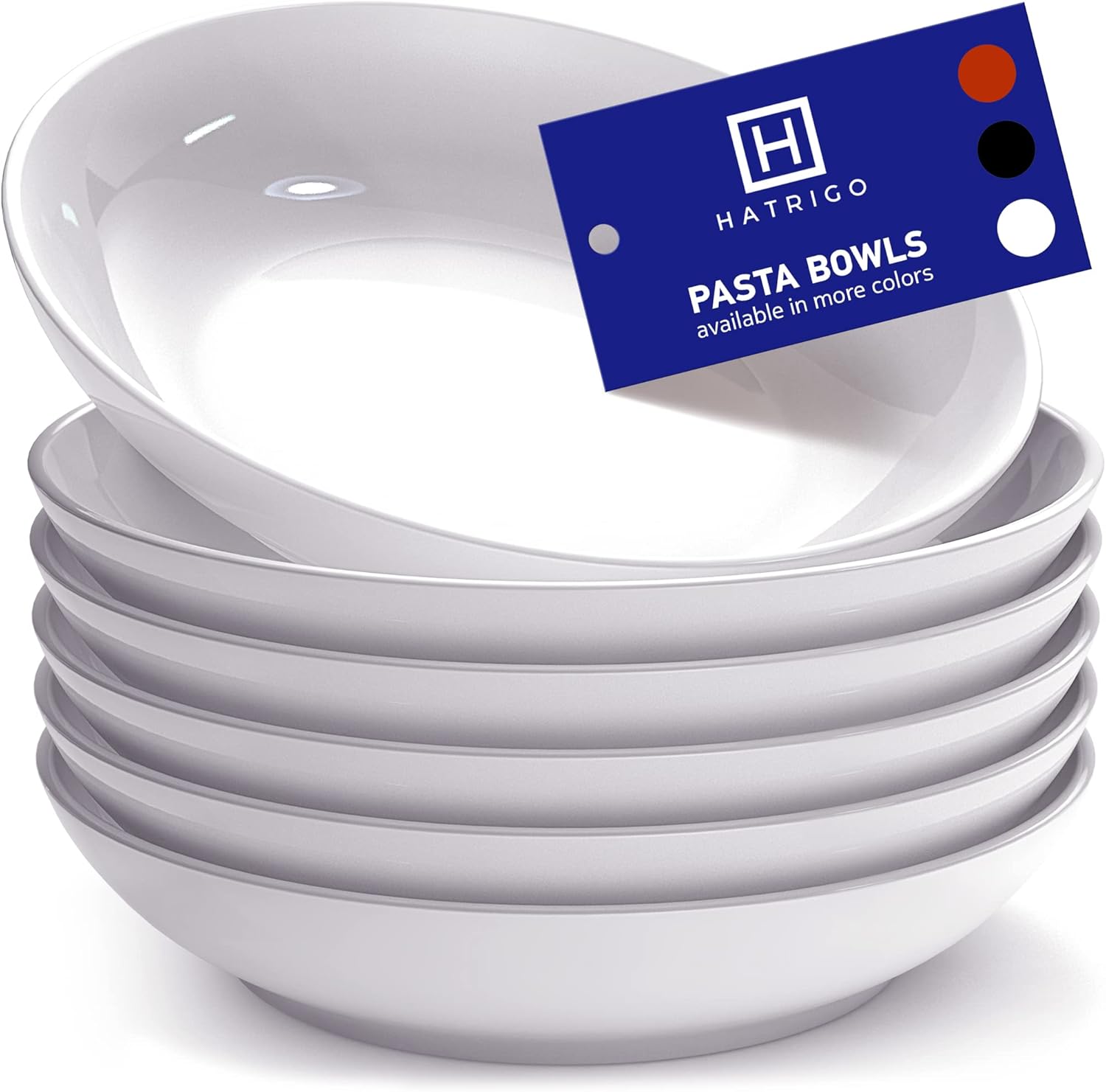 Hatrigo Porcelain Pasta Bowls and Plates, 30oz White Pasta
