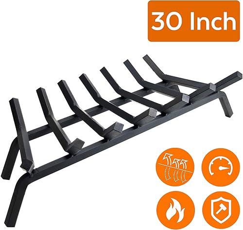 Miniatura 7 de INNFINEST Rejilla de leña para chimenea de 27 pulgadas, 6 bares, resistente de 34 pulgadas de ancho, acero sólido, para interiores, chimenea, para
