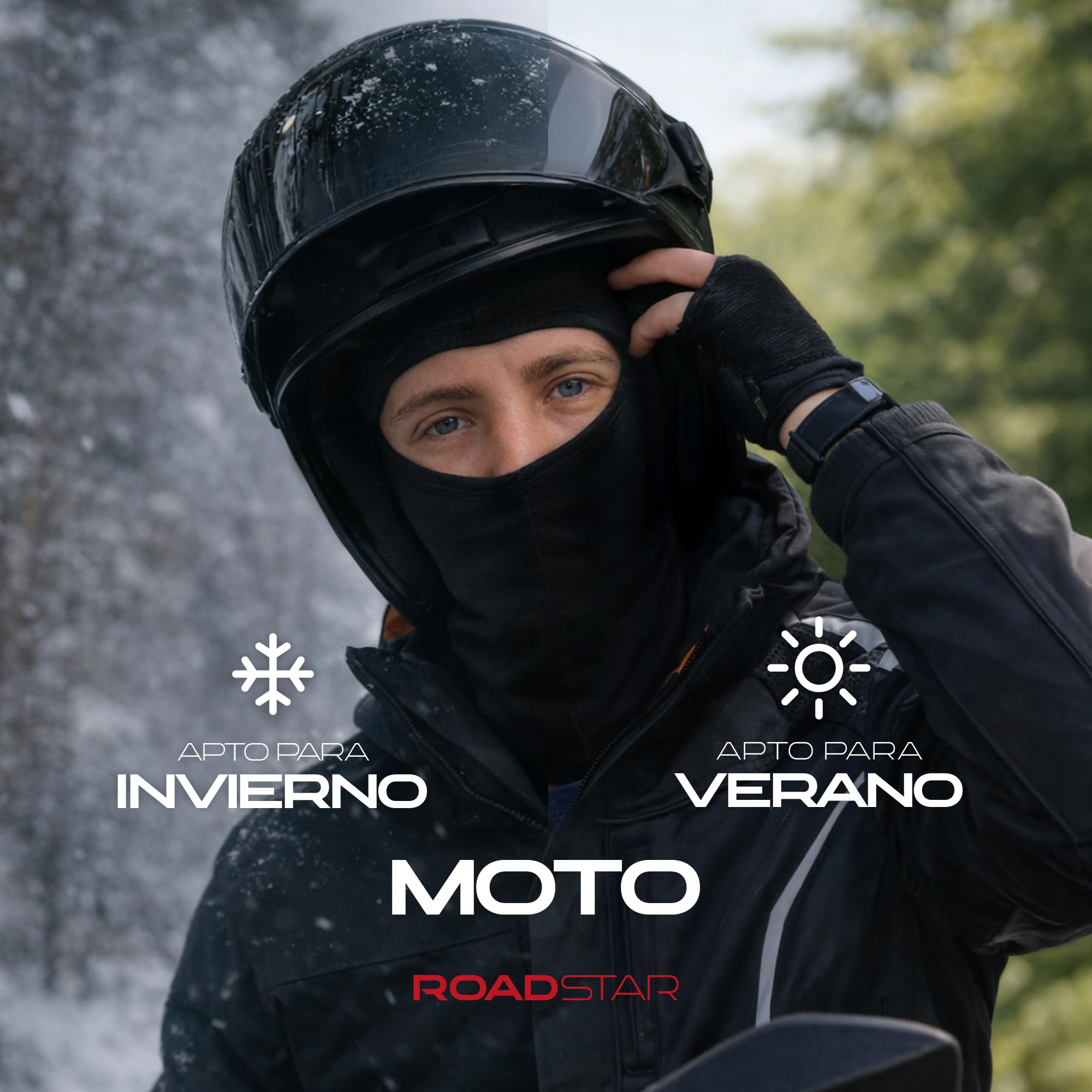 ROAD-STAR Pasamontañas 100% algodón – Talla única – Tipo S001, Single Eye, Negro